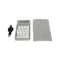 ErgoStars Saturnus R numeriek toetsenbord met USB-ontvanger en beschermhoes.