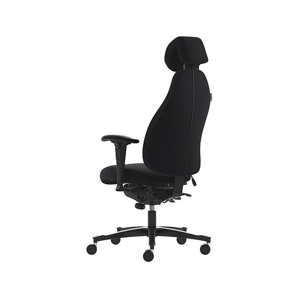 Achteraanzicht van de Malmstolen Classic 4000 bureaustoel, met een ergonomisch gevormde rugleuning en verstelbare hoofdsteun voor optimale ondersteuning en comfort.