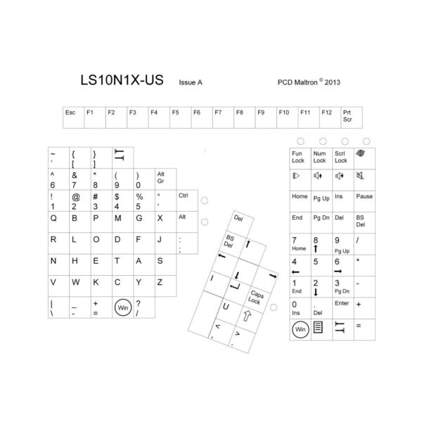 Indeling toetsen Maltron toetsenbord links