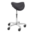 Zwarte Score Jumper zadelkruk met ergonomisch ontwerp en verstelbare zithoek, zijaanzicht
